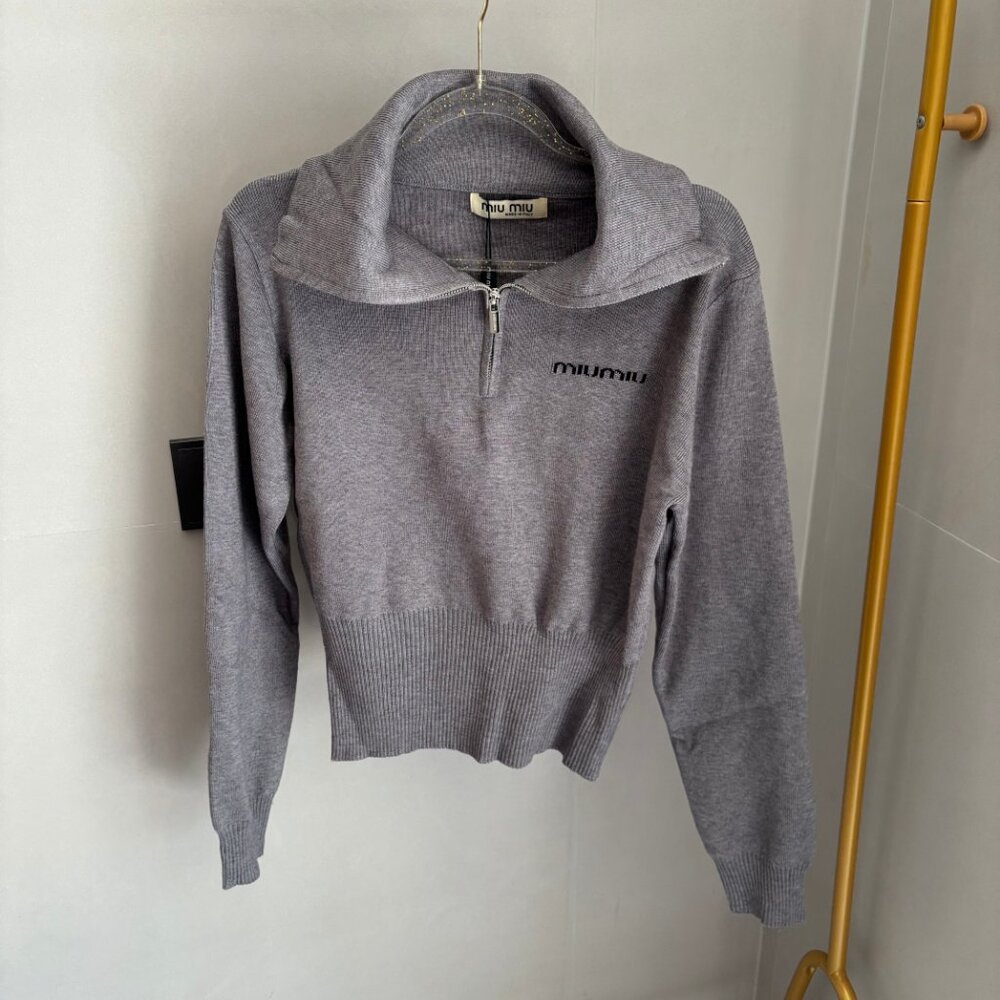 MIUMIU grey high-neck sweater